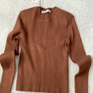 ZARA Slim Brown Sweater Size M/ Suéter Marrón delgado de Zara talla M